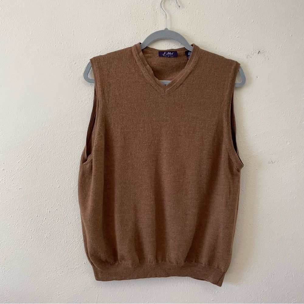 J. Ashford Italian 100% extra fine merino wool V neck sweater vest XL women’s